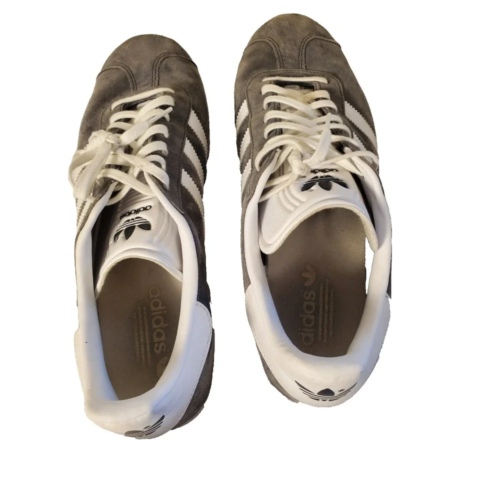 Adidas Originals Men's Gazelle Size 12 Gray White Shoes LVL 029002 Lace Up